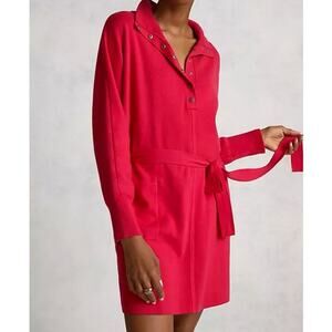 Daily Practice Anthropologie Polo Knit Collared Long Sleeve Mini Dress Hot Pink